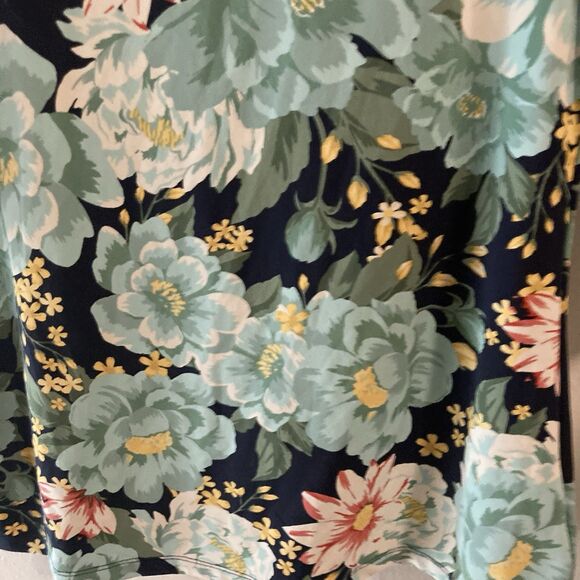 CHARTER CLUB black muilticolor floral round neck short flared sleeves top PM - Picture 4 of 7